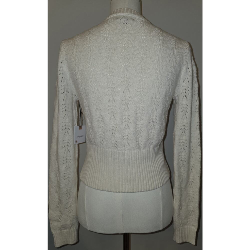NWT S Women's Open Front Brown Velvet Tie Ivory Sweater Cardigan MSRP $52 - Picture 5 of 9
